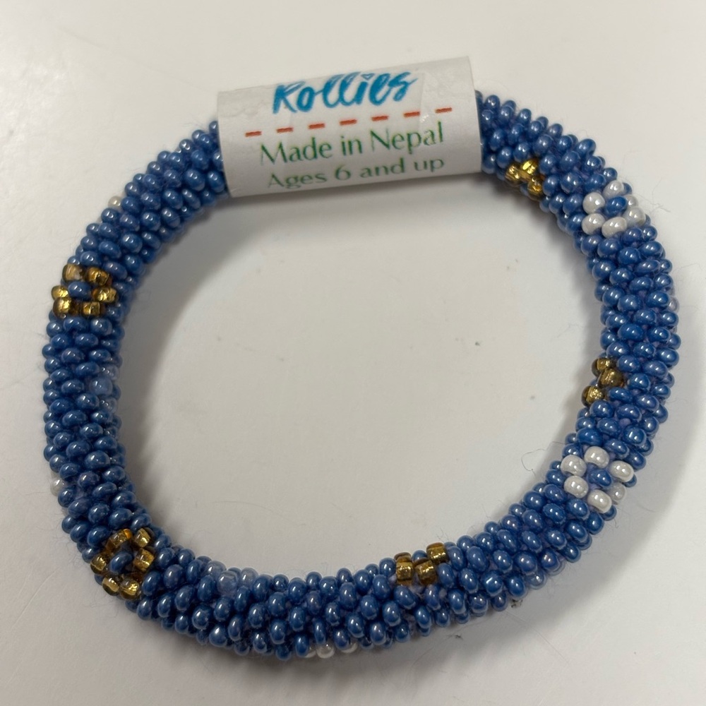 Flower Power Kid's Rollies Glass Beaded Bracelet Purple NWT - Picture 5 of 7